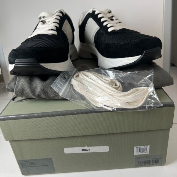 Tom Ford Technical Sneakers Black White Leather Lace-Up Men Shoes Size 10 main image 8